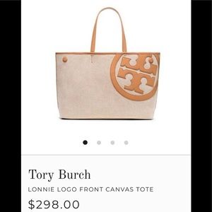 Tory Burch Lonnie Large, Logo Front, Canvas Tote